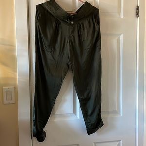 Chaser silky basics dark green pants Kale